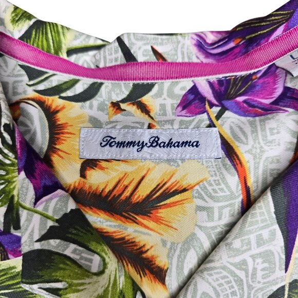 Tommy Bahama silk artist series vintage Hawaiian Floral Short-Sleeve Button Shir - Picture 6 of 9